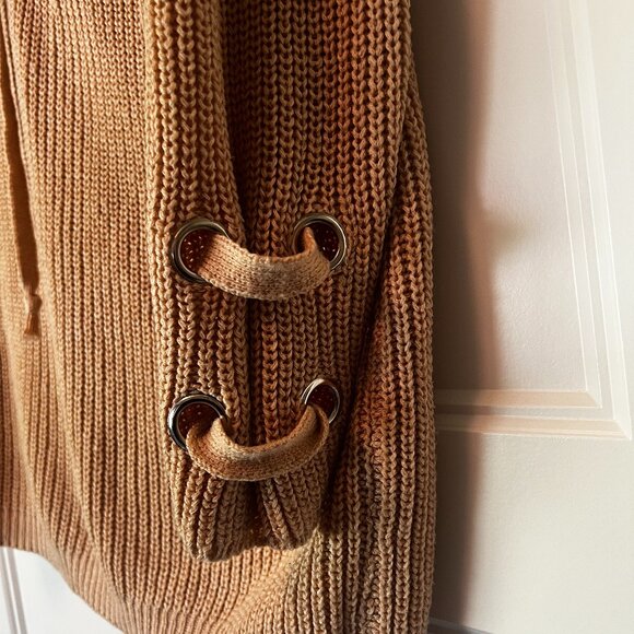 Chicwish Oversized Knit Lace-Up Sweater – Camel Tan – Size Medium - Picture 2 of 4